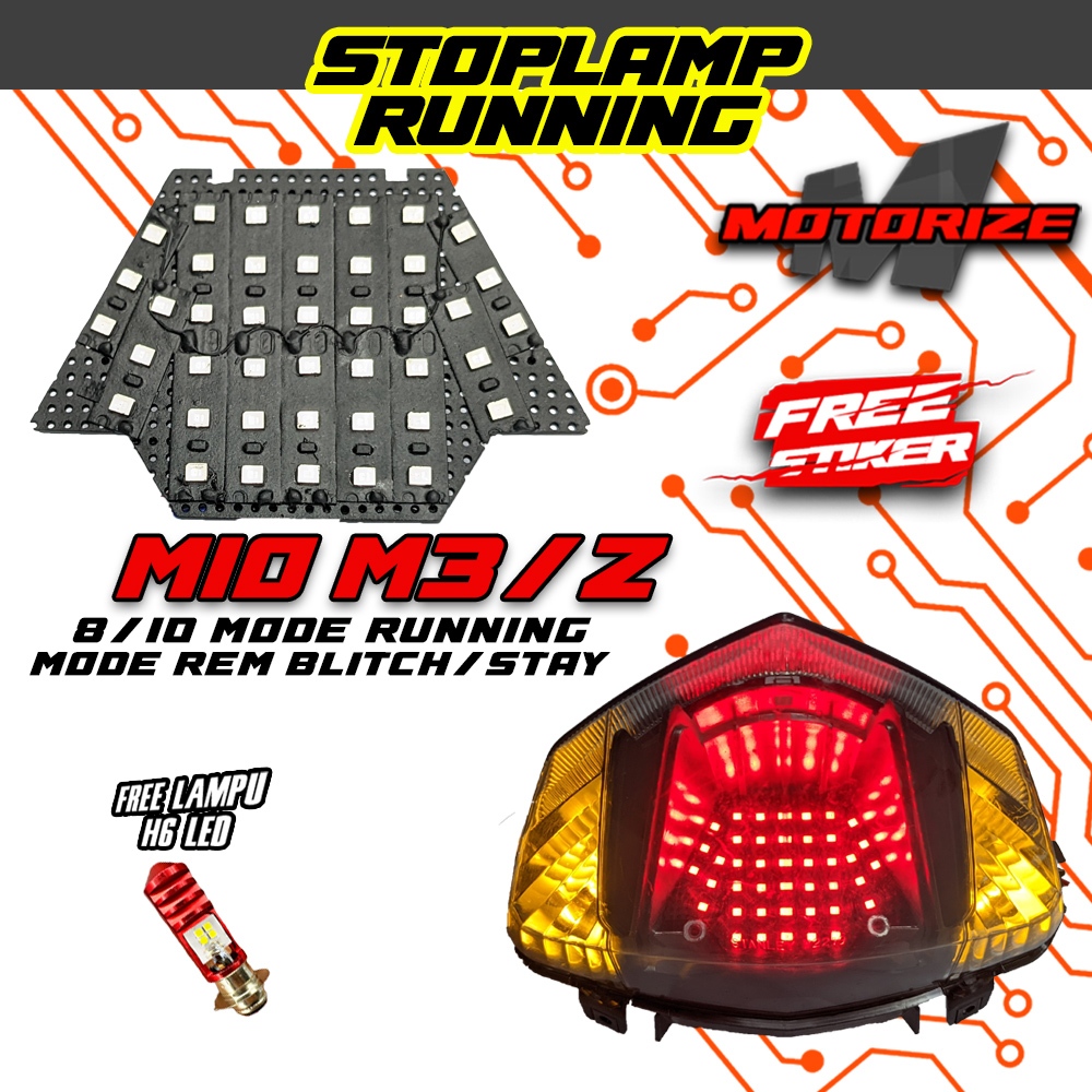 LAMPU REM LED RUNNING MIO M3 MIO Z STOPLAMP TAIL LAMP CUSTOM 8 & 10 MODE LAMPU BELAKANG MOTOR MIO M3