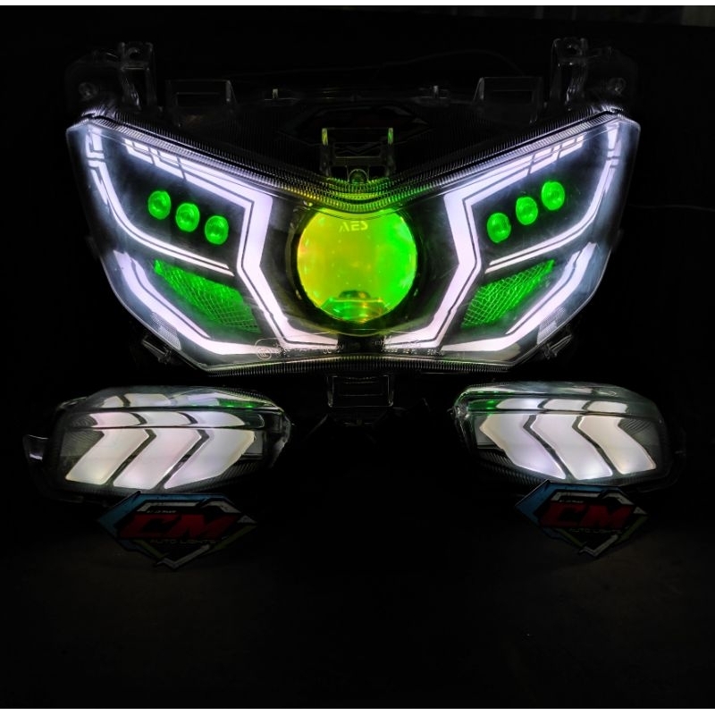 BILED HEADLAMP SET LAMPU DEPAN SET CUSTOM BILED AES EXPERIENCE LAZY EYES YAMAHA NMAX NEW