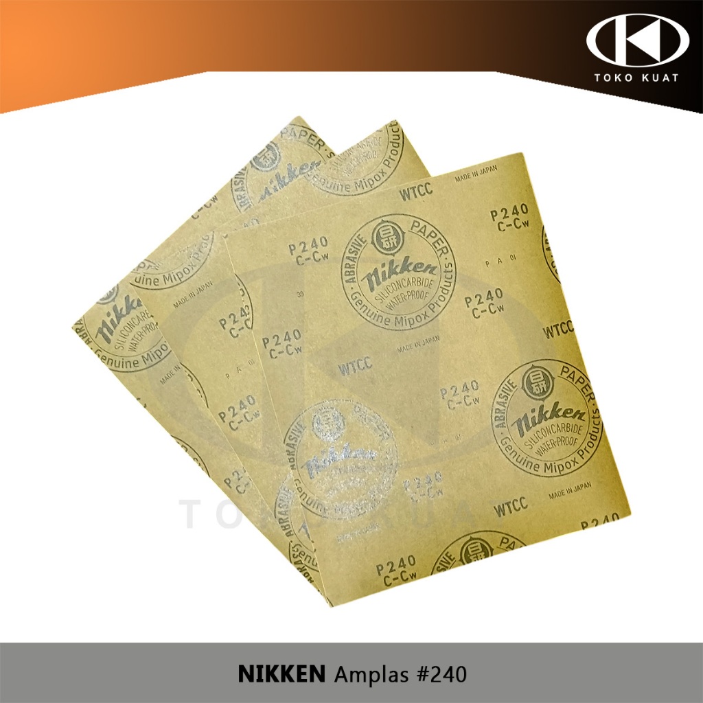 Amplas Grit 240 NIKKEN Abrasive Sand Paper #240 Lembaran 23 x 28 cm Duco Kayu