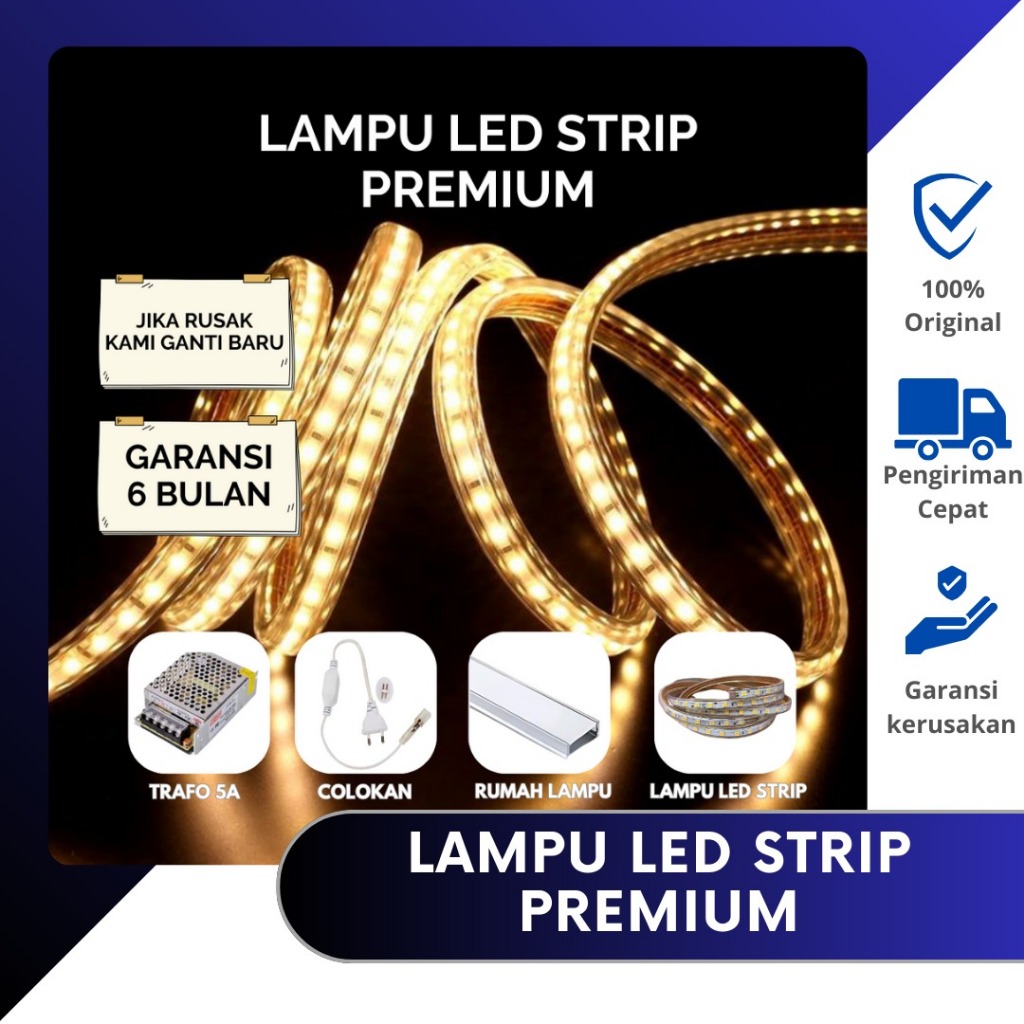 Lampu Led Strip Ukuran Panjang 1 Meter dan 5 Meter / Lampu Hias Dekorasi / Rumah Lampu Led