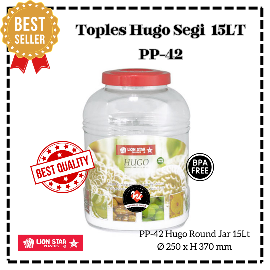 Weringin Indah - Toples Hugo 15Lt Lion Star, Toples Plastik Jumbo, Toples Plastik Kedap Udara, Tople