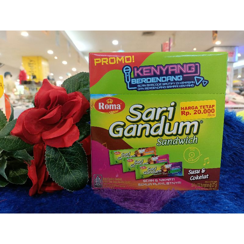 

ROMA SARI GANDUM SANDWICH SUSU & COKLAT ISI 12PCS