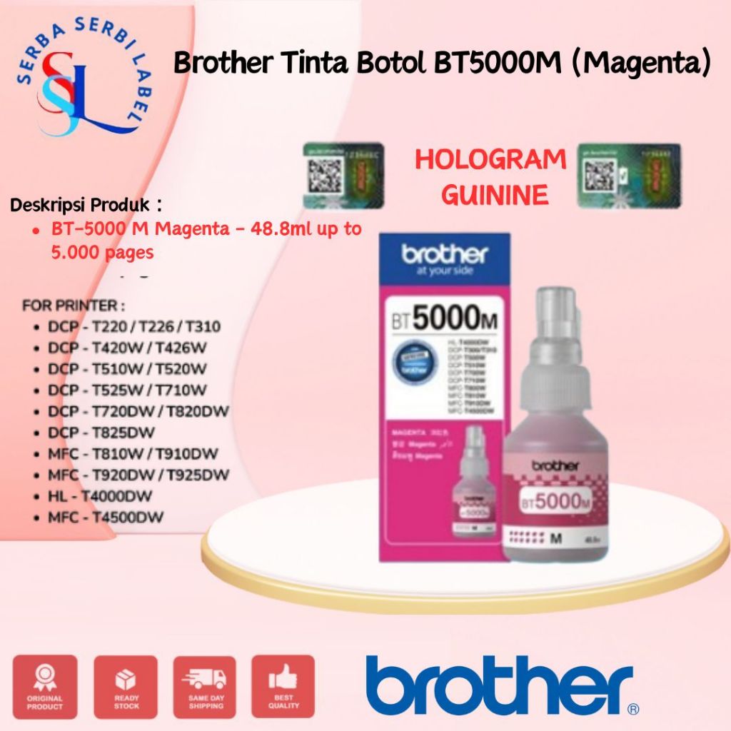BROTHER Tinta BT-5000M | BT5000M | BT5000 M Original Magenta