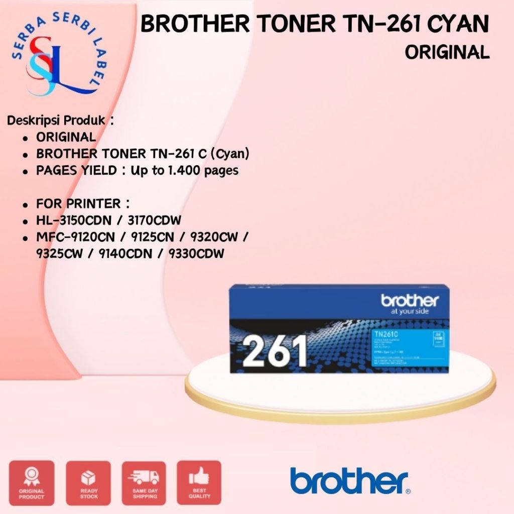 BROTHER Toner TN-261C | TN261C | TN261 C Original Cyan