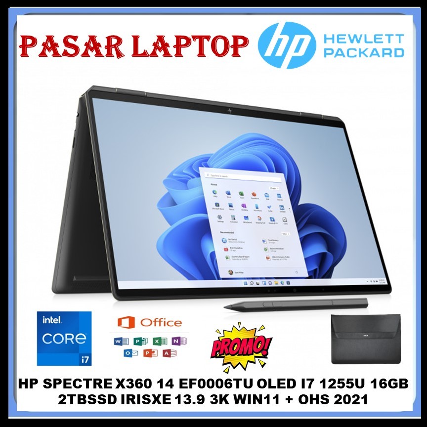 HP SPECTRE X360 14 EF0006TU OLED I7 1255U 16GB 2TBSSD IRISXE 13.9 3K2K W11+OHS