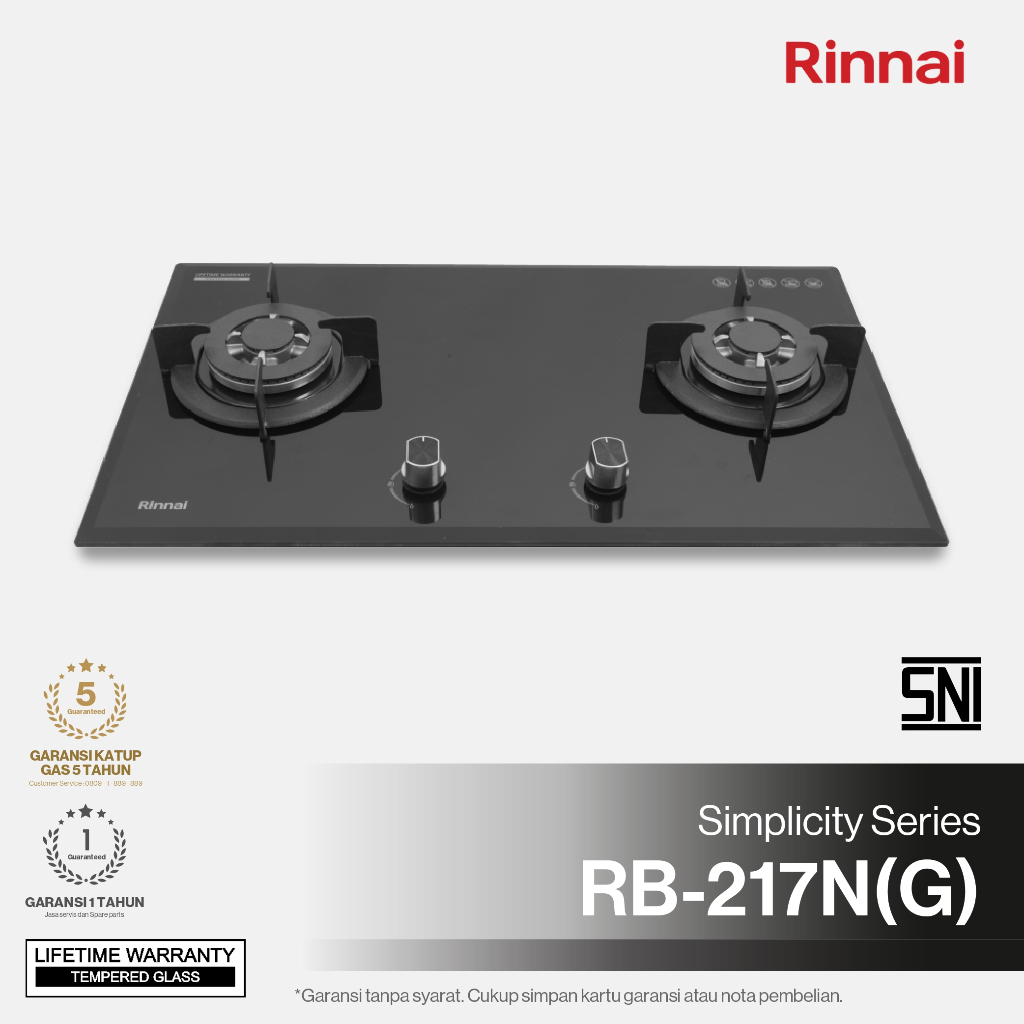 RINNAI Kompor Gas Tanam 2 Tungku RB-217N - 100% ORI