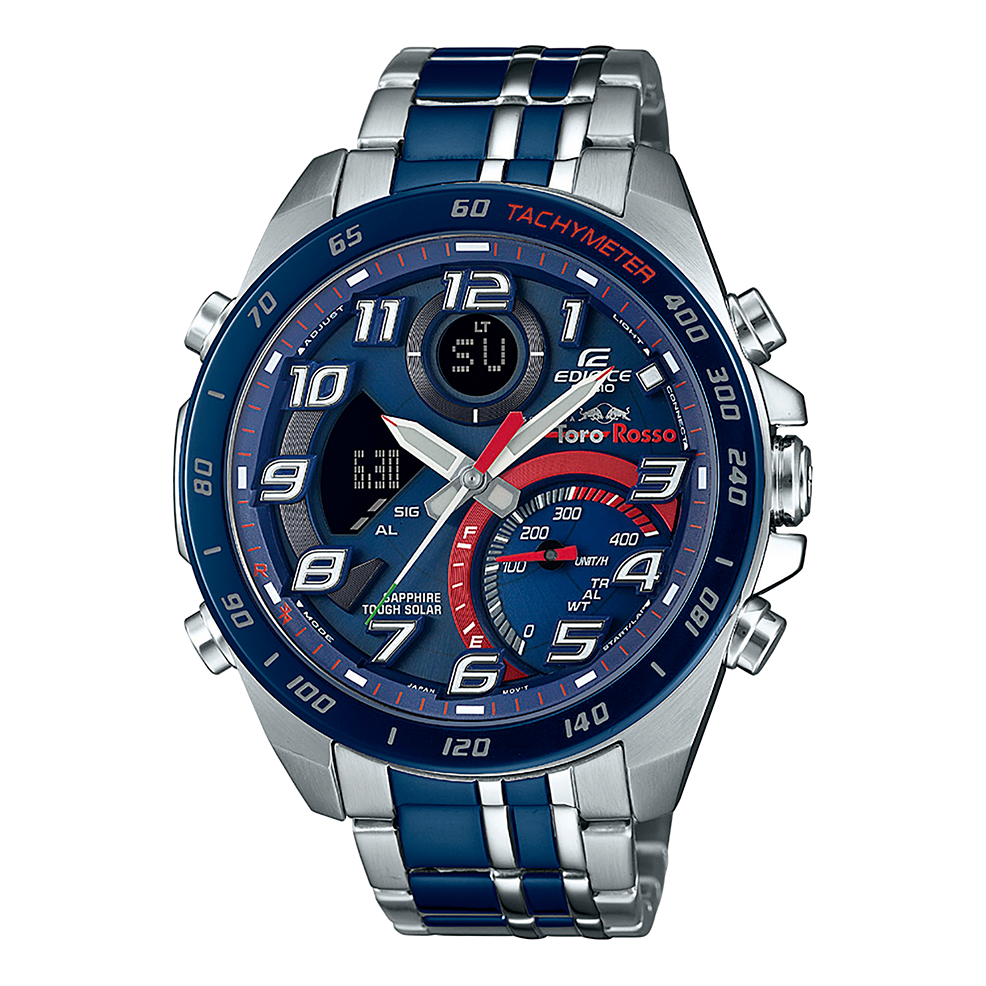 Jam Tangan Pria Casio EDIFICE ECB-900TR-2A ECB-900 Scuderia Toro Rosso Silver Steel