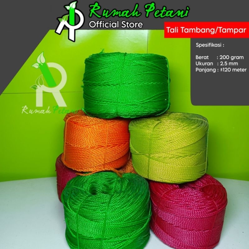 

Tali tambang/tampar ukuran 2.5 mm, berat 200 gram, panjang ± 200 meter