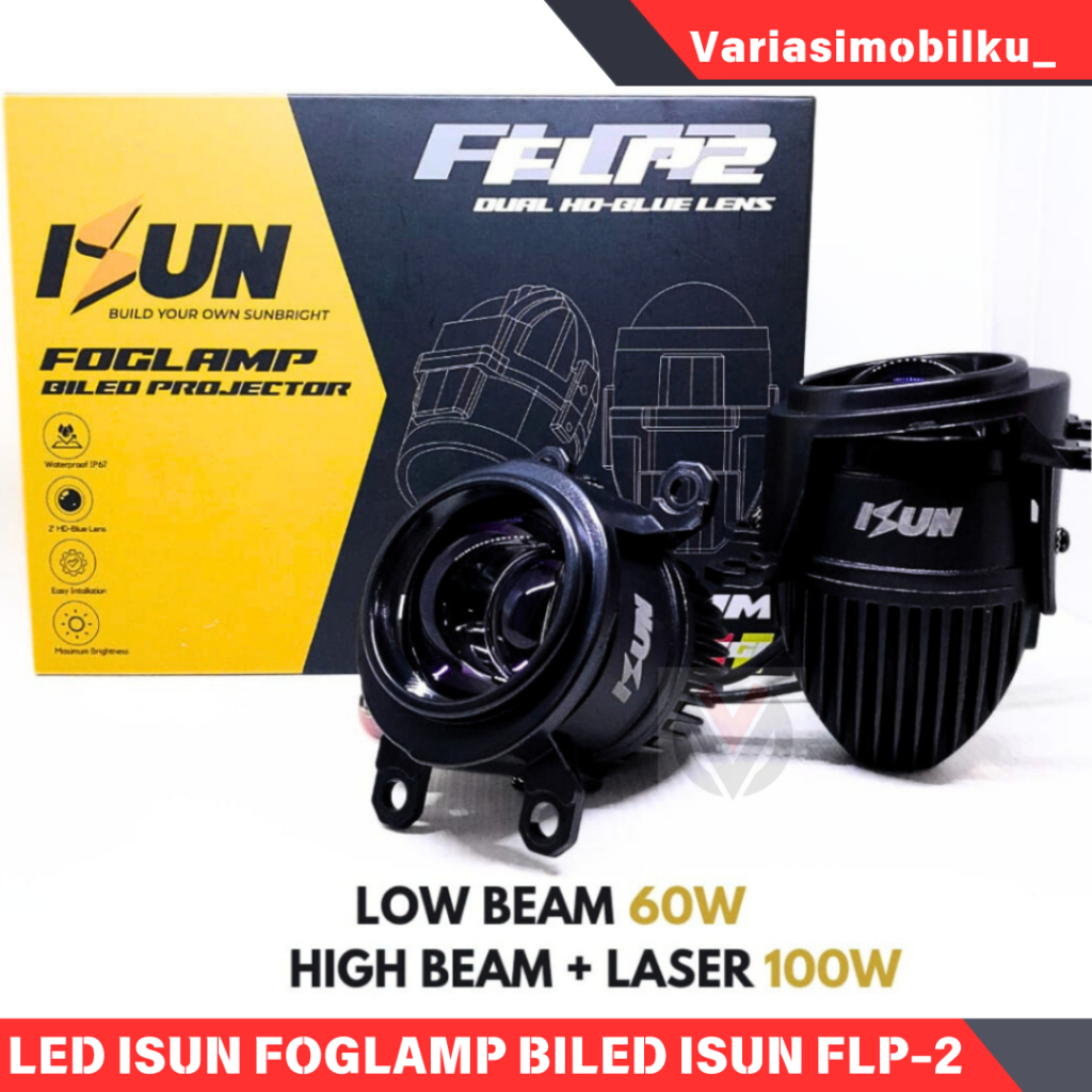 LED FOGLAMP BILED ISUN 2 Inch Laser Spot ISUN FLP-2 dengan Blue Lens 100 Wattage DC9-14V