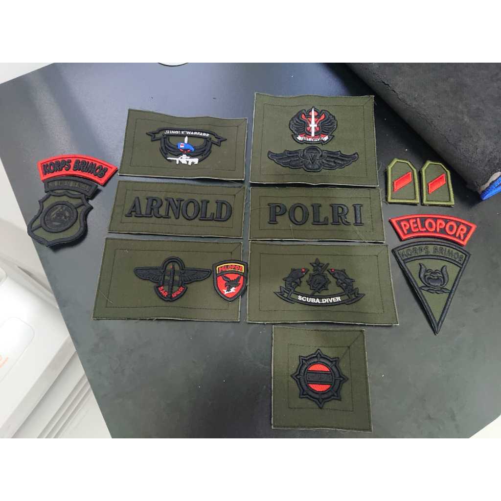 RB6 Bordir Set Brimob Pdl Loreng Timbul Bahan Jatah Pembagian Terbaru Halus