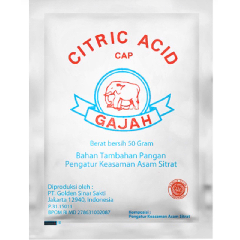 

CITRIC ACID CAP GAJAH 50gr/ SITRUN/ CITRUN