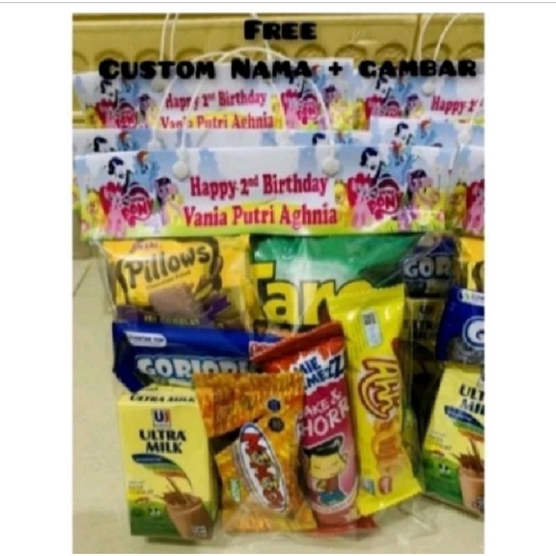 

25pcs Paket Snack Ulang Tahun Anak (Free Label Costum Nama