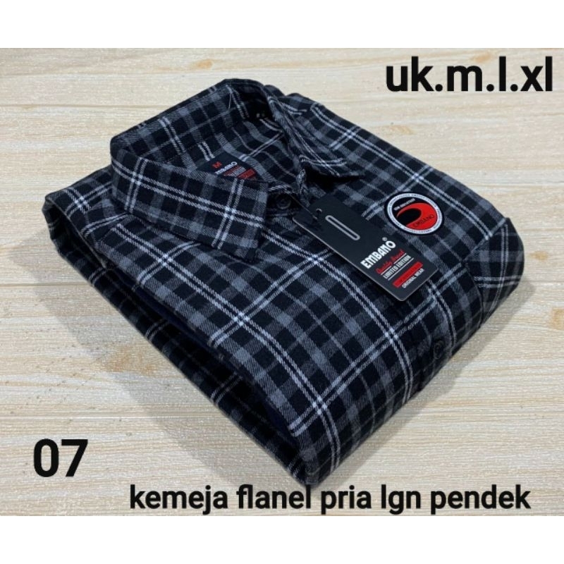 BAJU KEMEJA FLANEL PRIA EMBANO LENGAN PENDEK UK M.L.XL