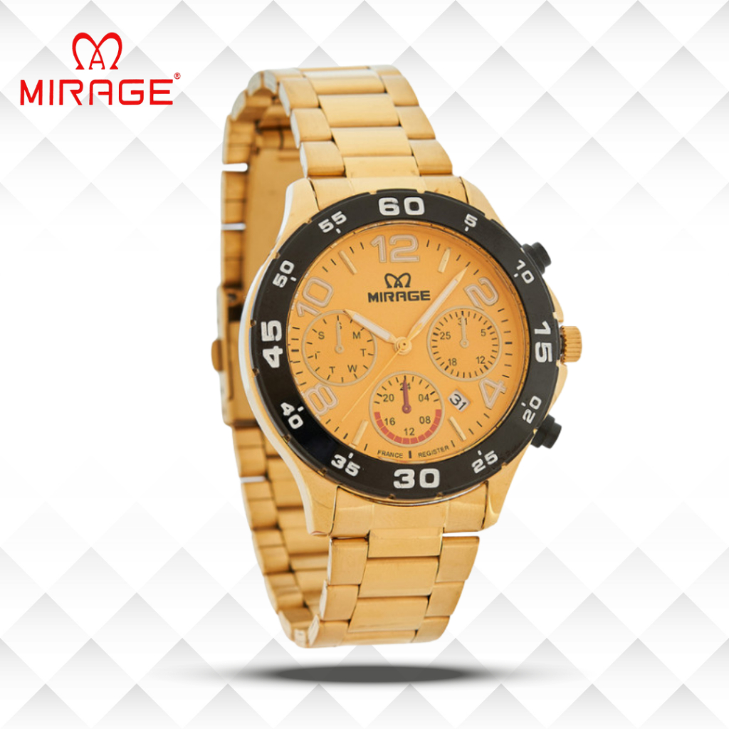 Mirage Jam Tangan Pria Analog 8810 M Gold Original Stainless