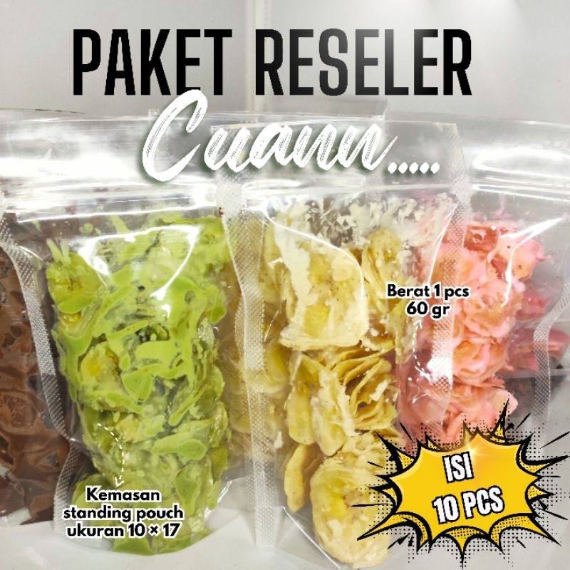 

Keripik Pisang Coklat Lumer Paket Reseler isi 10 pcs Standing Pouch 10 × 17 60 gr