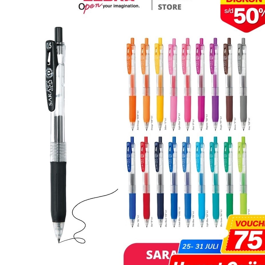 

DISKON Zebra Gel Pen Pulpen Sarasa Clip 5mm