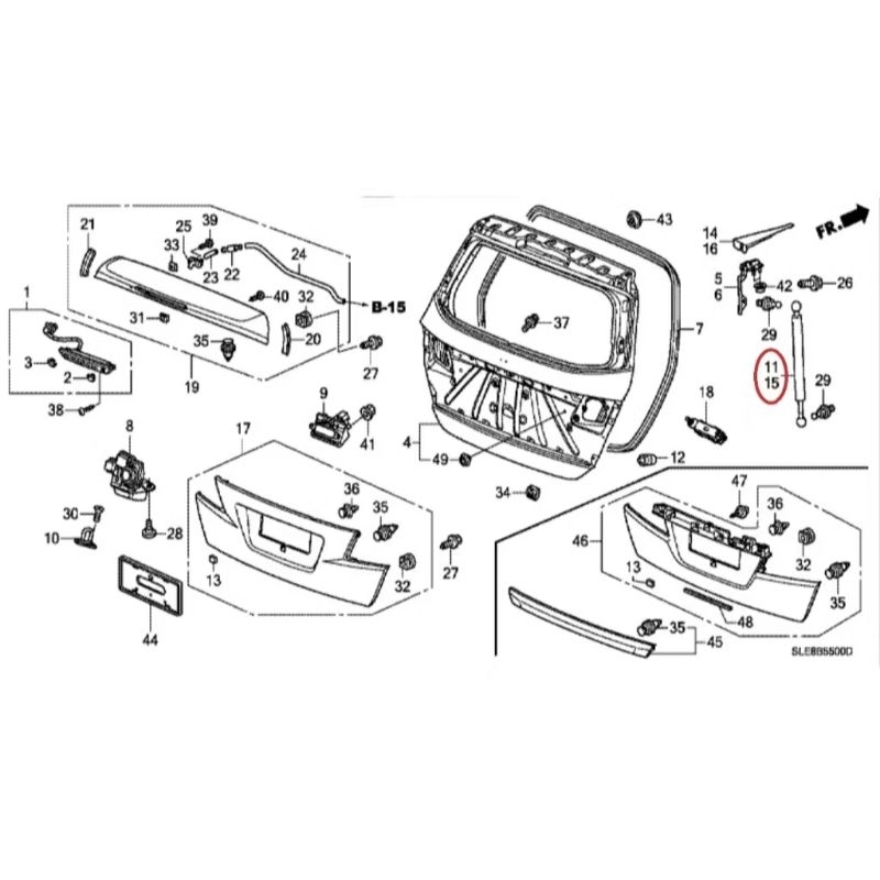 shockbreaker shock pintu bagasi honda odyssey rb3 2009 2010 2011 2012 2013 ori