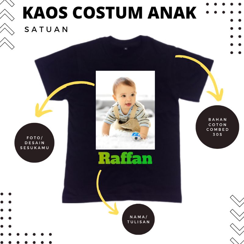 Kaos Custom Anak - Kaos Desain Sendiri - Kaos Foto Anak - Baju Anak Desain Sendiri