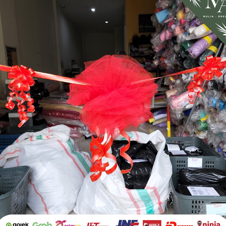 

MURMER Pita Peresmian 1 Set Lengkap ting Grand Opening Pompom Tile Besar Murah Panjang 4m