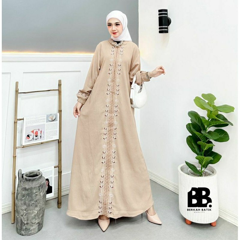 Promo  Yura Dress Bordir // Gamis Bordir Crinkle Premium // Gamis Lebaran Wanita 2024 Terbaru //