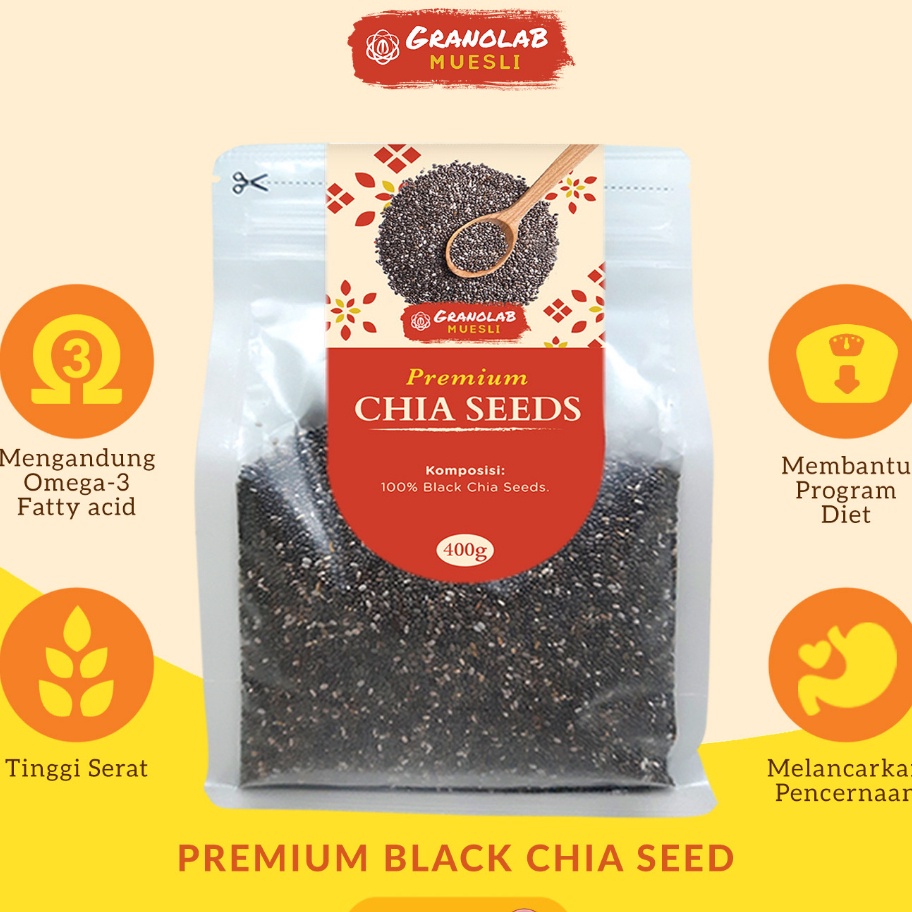 

BELI Premium Black Chia Seed Chiaseed Paraguay Granolab Muesli