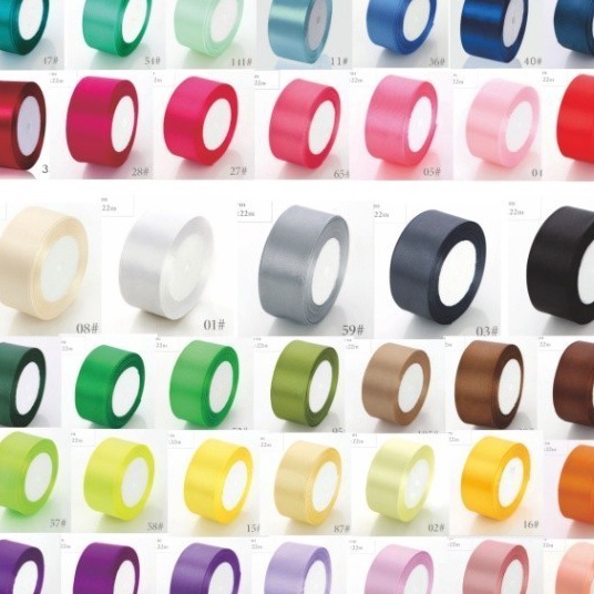 

STOK SEDIKIT 22 Meter Pita Satin Premium Impor lebar 4 cm untuk bucket bunga kado hiasan rambut aksesoris dll part 1 Harga per Roll 22 Meter