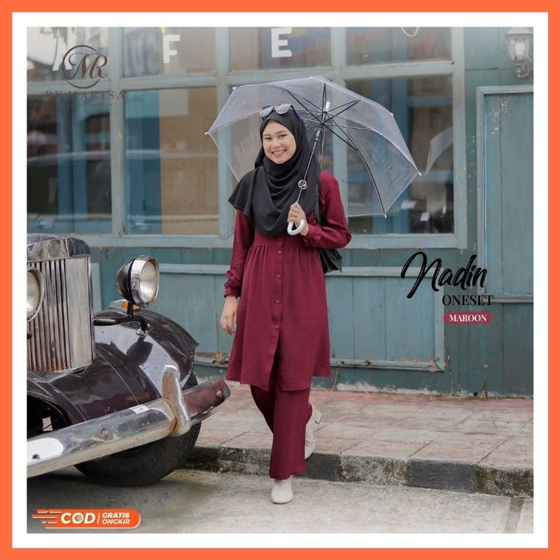 One Set Celana Terbaru Airflow Crinkle Nadin Oneset by MR by Marisa One Set Tunik dan Celana Polos