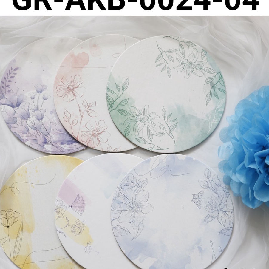 

BARANG TERUPDATE GRAKB244 Cake board tatakan alas kue bulat 24cm bunga watercolor yamama baking