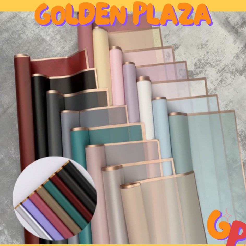 

DISKON 1 pack 2 pcs Kertas Buket Bunga Flower Wrapping Paper Varian List Gold Emas Cellophane Florist goldline KB1