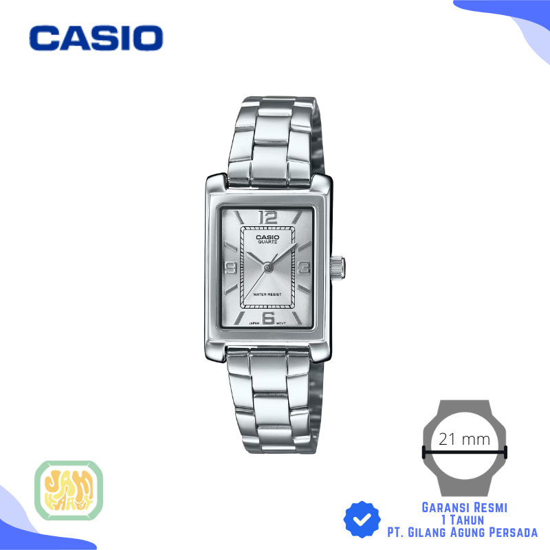 JAM TANGAN WANITA CASIO LTP-1234DD-7A ORIGINAL - CASIO TANK LTP 1234DD 7ADF SILVER