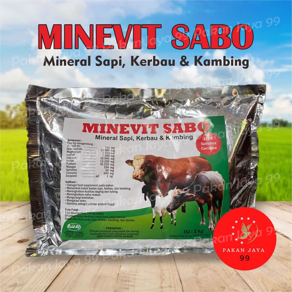 MINEVIT SABO MINERAL SAPI KAMBING 1 KG RAID-ALL OBAT VITAMIN MENCUKUPI KEBUTUHAN VITAMIN MINERAL