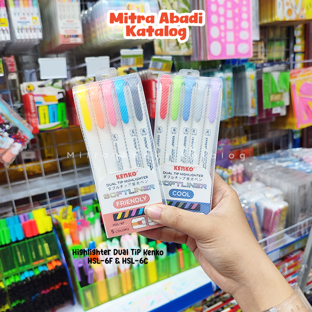 

(5 PCS) HIGHLIGHTER DUAL TIP KENKO HSL-6F & HSL-6C / PENANDA WARNA STABILO FRIENDLY & COOL ISI 5 DENGAN WADAH UNTUK JOURNALING ALAT TULIS SEKOLAH KULIAH ATK KANTOR MURAH / MITRA ABADI KATALOG JOGJA