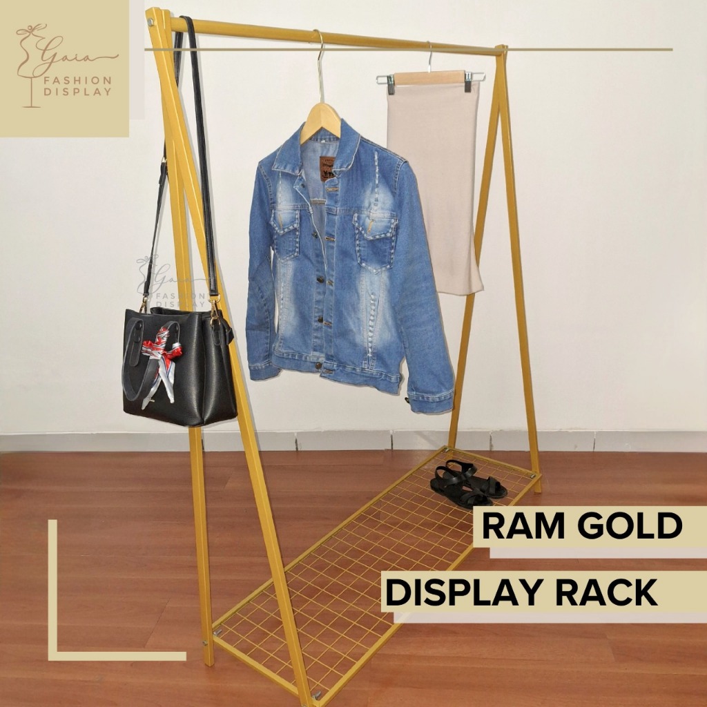 Rak Gawang Baju Gold Stand Hanger Emas Gold Gantungan Baju Besi Ram Bawah Gantungan Baju Rak Bawah (