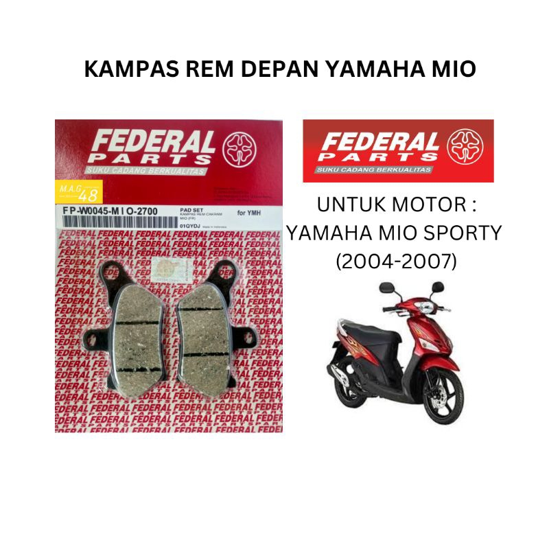 KAMPAS REM DEPAN MIO SPORTY FEDERAL PARTS ORIGINAL BERKUALITAS