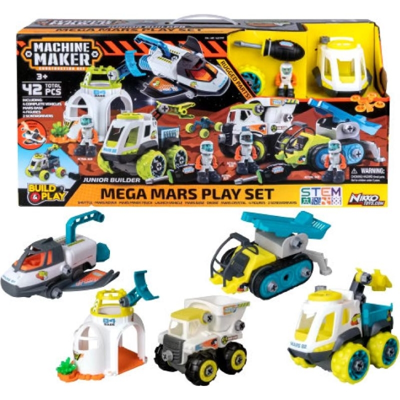 Mainan Astronot Motorik Merakit DIY Bongkar Pasang Nikko Machine Maker Mega Mars Playset Kendaraan L