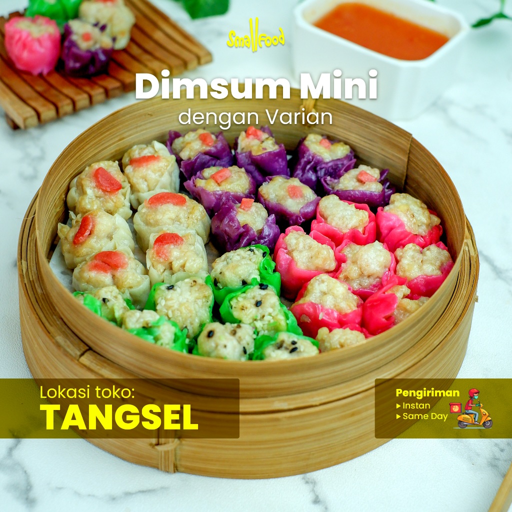 

Dimsum Mini Premium Aneka Topping 50 pcs HALAL GRATIS SAUS / Dimsum Seribuan Mozarella Sosis Wijen Nori Smoked Beef / Smallfood Frozen Food Tangsel