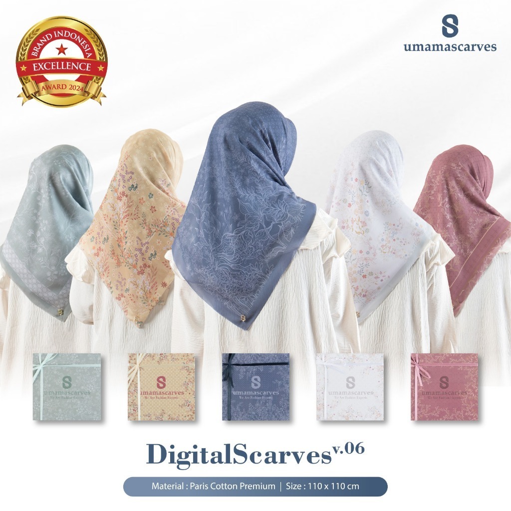 Umama Scarves - Hijab Segi Empat Motif Umama Scarves Voal Premium Print Digital Scarf + Free Box