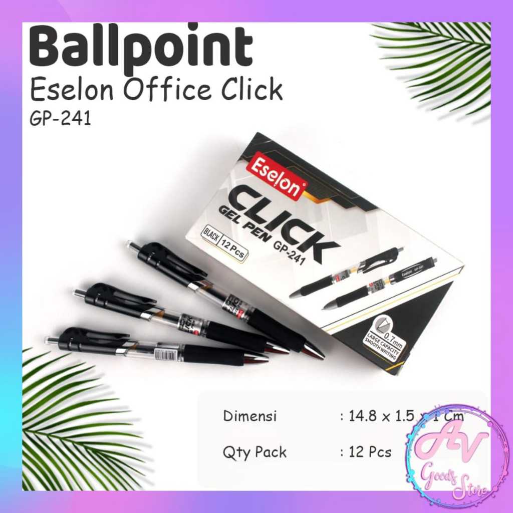 

Ballpoint Cetek 0.7mm Eselon Click GP241 (12pcs) / 1Lusin Pulpen Gel Office