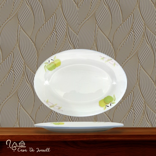 Piring Oval 10” KB Apel/Keramik/Piring oval motif/Piring oval apel/Piring oval aesthetic