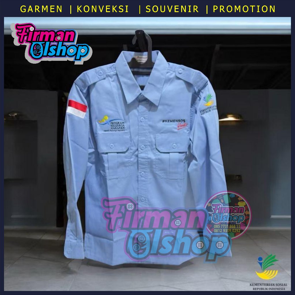 Bigsize Kemeja Kemensos PKH Kemensos Hadir New Produk PDH PDL Lengan Panjang Full Bordir Komputer