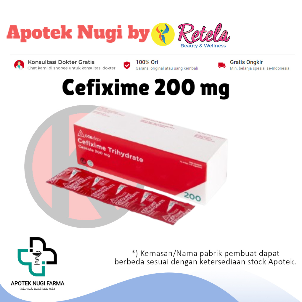 Cefixime 200 mg Box 100 Kapsul / Antibiotik / Infeksi Kantung Kemih / Gonore