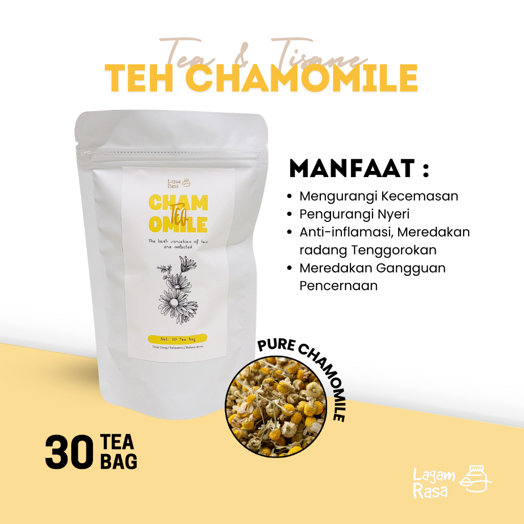 

Teh Celup Bunga Chamomile Teh untuk Anxiety, stress dan insomnia Lagam Rasa