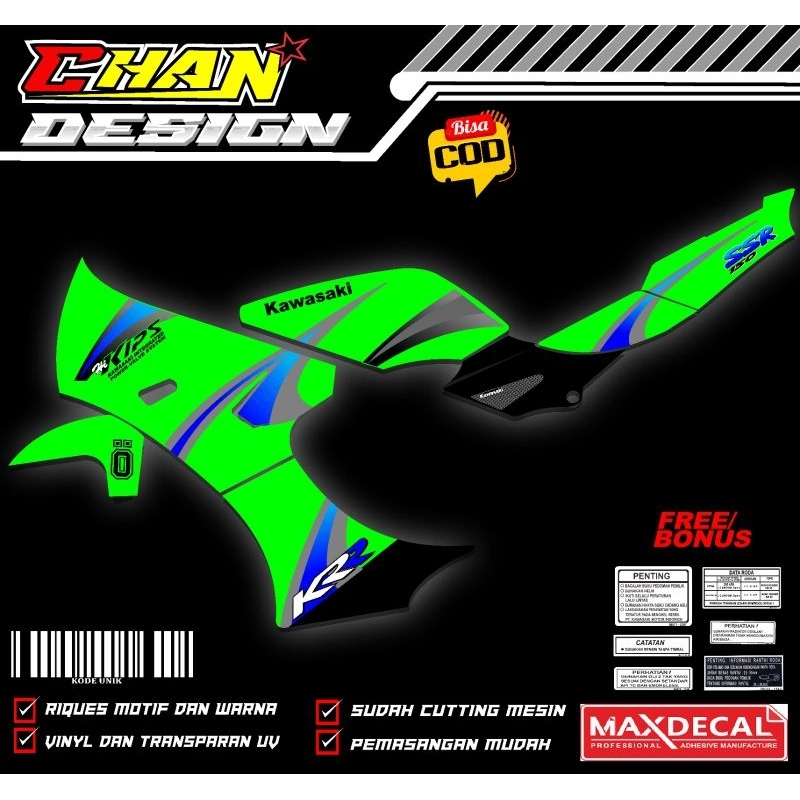Stiker Striping Kawasaki Ninja KRR SSR custom Variasi