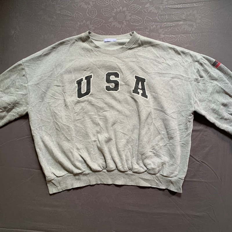 USA Crewneck/Cn Model Boxy LD 120/P54,Warna ABU,made in korea#usa#crewneck
