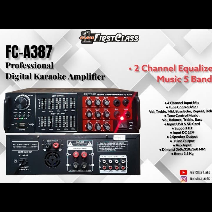 amplifier karaoke firstclass fc a387 / fca 387 / fca387 usb bluetooth