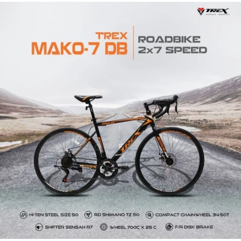 Sepeda Balap Roadbike Trex Mako 7 speed Disc Brake