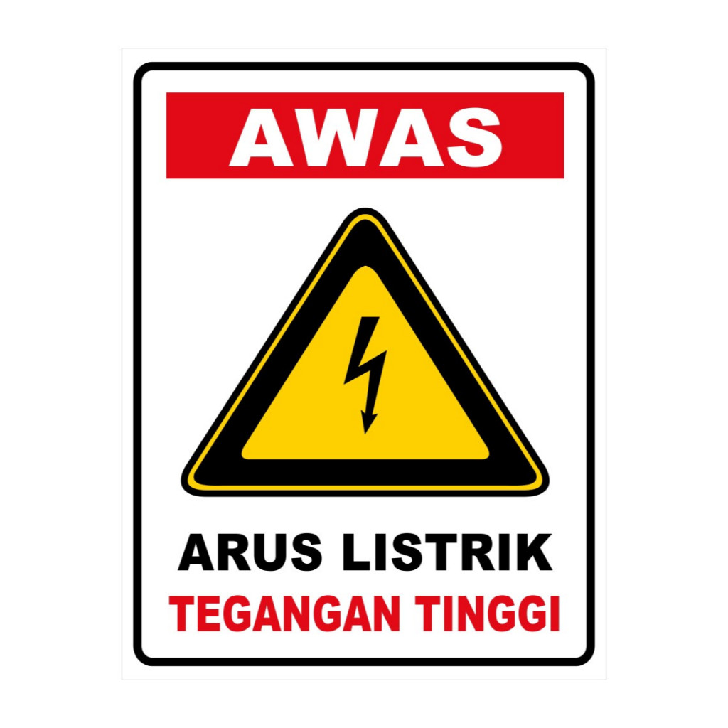 

STIKER VINYL AWAS LISTRIK TEGANGAN TINGGI Uk. 23x30 cm sign rambu k3 - 15 x 20 CM