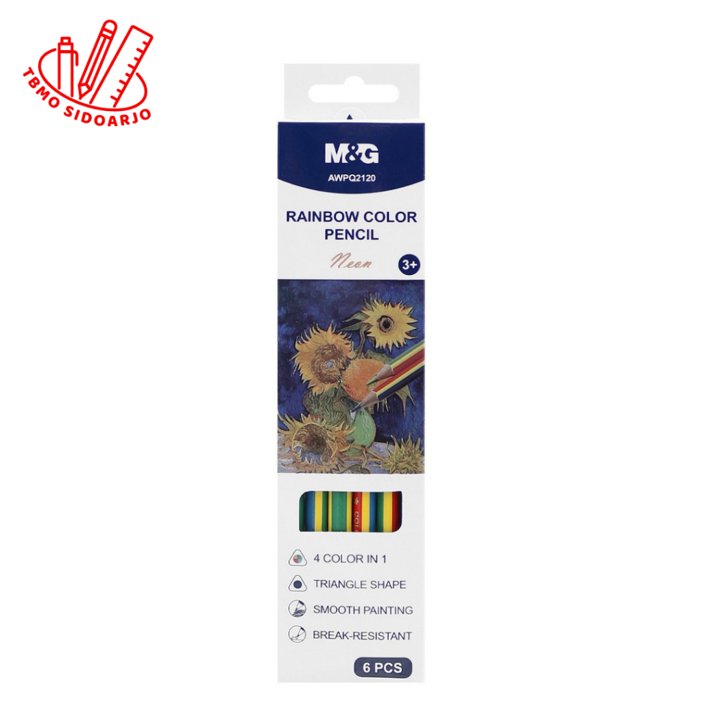 

TBMO M&G Pensil 4 Warna 4in1 Rainbow Color Pencil Neon Color Isi 6 AWPQ2120