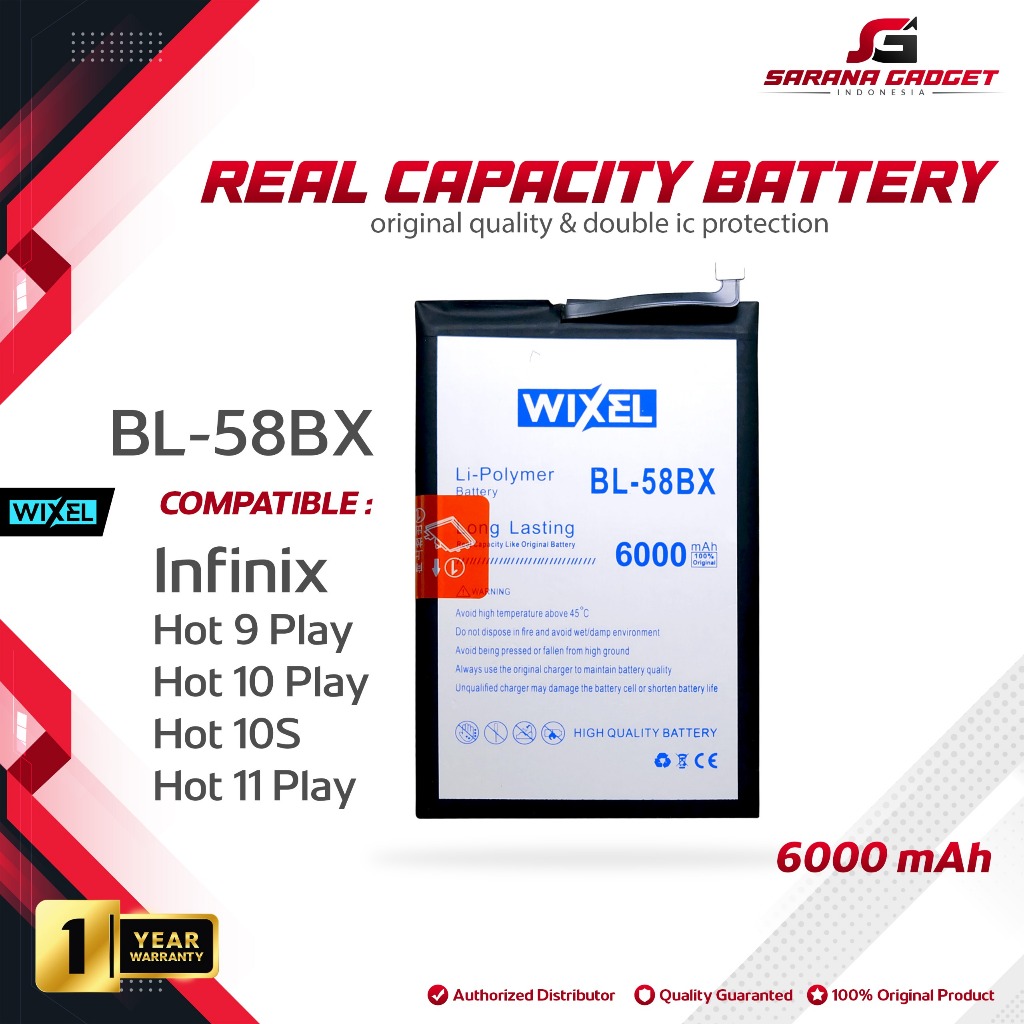 WIXEL Baterai Double Power BL-58BX BL58BX Infinix Hot 9 Play X680 Hot 10 Play X688 X688C Hot 10S X68
