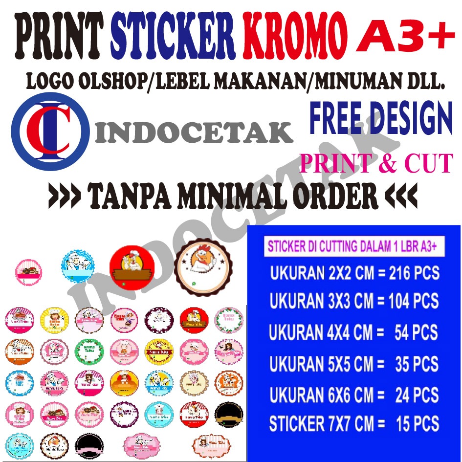 

JASA PRINT CETAK STICKER A3+ LEBEL MAKANAN / LOGO OLSHOP